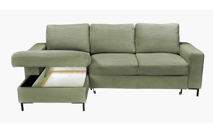 Wohnlandschaft Uschi, olivegrün, Ottomane links, inkl. Bettfunktion-03