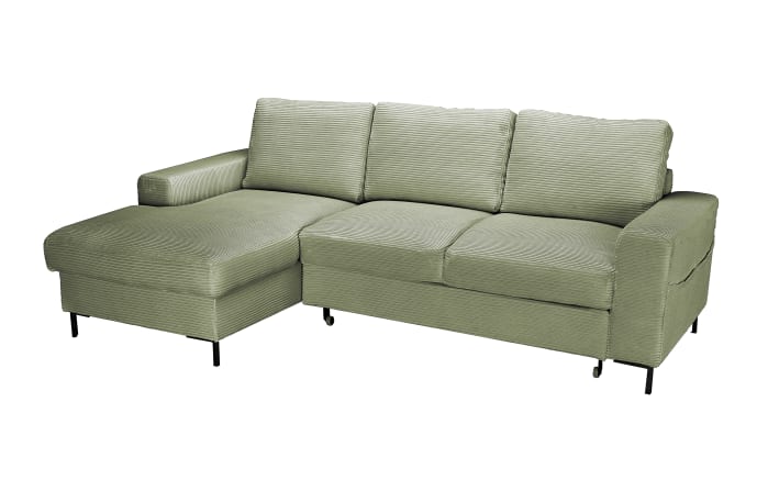 Wohnlandschaft Uschi, olivegrün, Ottomane links, inkl. Bettfunktion-01