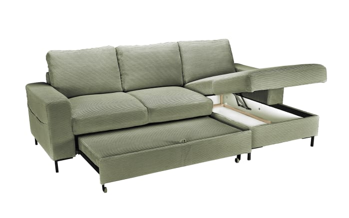 Wohnlandschaft Uschi, olivegrün, Ottomane rechts, inkl. Bettfunktion-04