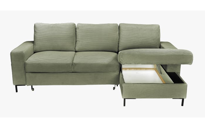 Wohnlandschaft Uschi, olivegrün, Ottomane rechts, inkl. Bettfunktion-03