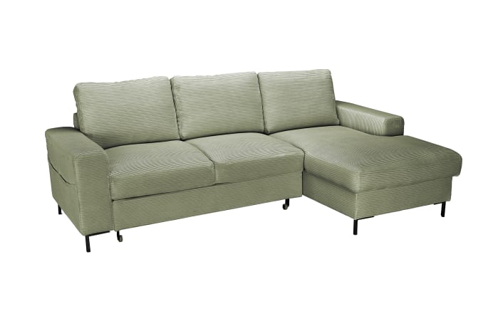 Wohnlandschaft Uschi, olivegrün, Ottomane rechts, inkl. Bettfunktion-01