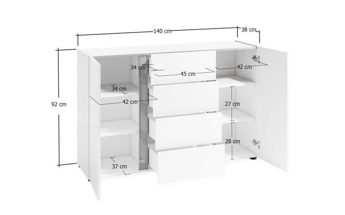 Sideboard Atrium, weiß, 140 cm-05