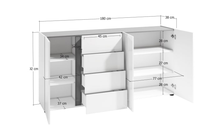 Sideboard Atrium, weiß, 180 cm-04