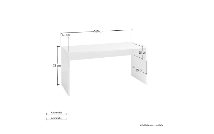 Schreibtisch Dame, weiß, Breite 160 cm-03