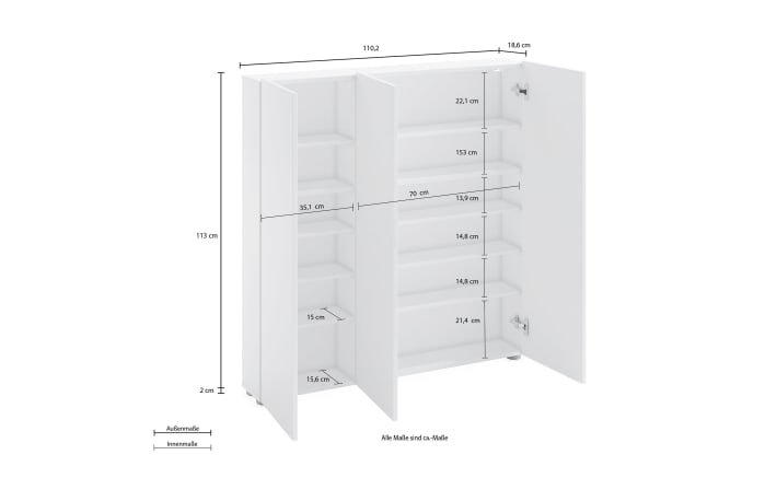cm weiß, kaufen x bei online 110 Hardeck 115 Spazio, Schuhschrank