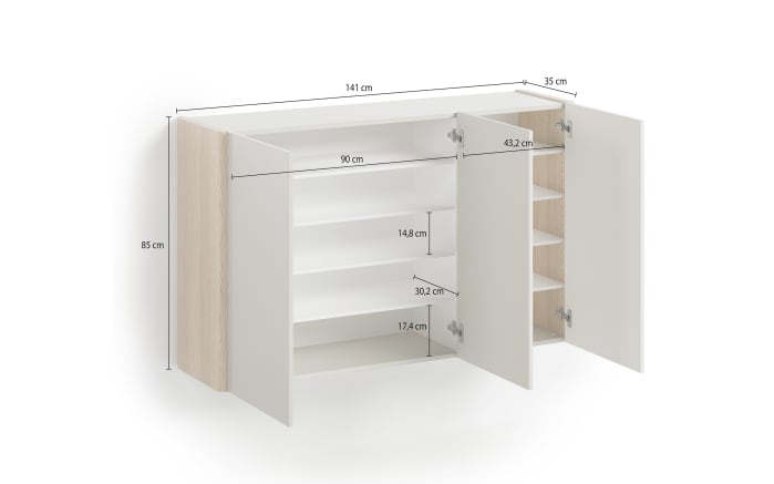 Schuhschrank Dillon, Eiche Lindberg-Nachbildung/grau-04