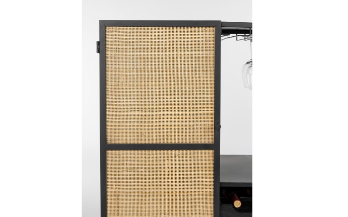 Weinkabinett Guuji Low, schwarz, Rattan, 40 cm -05