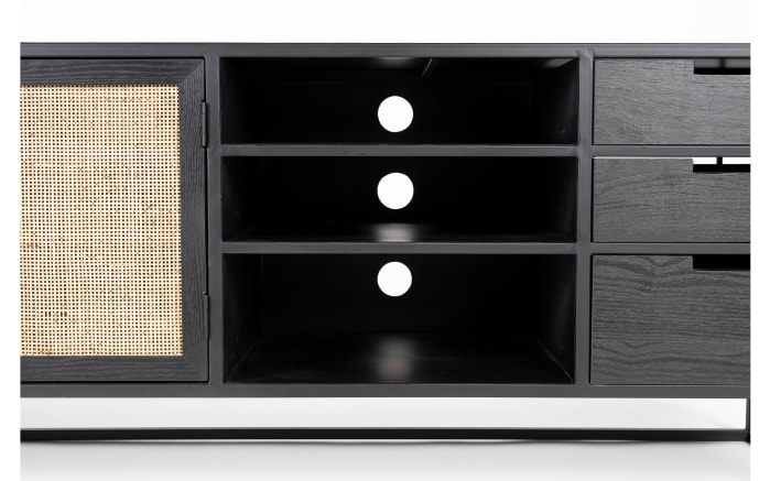 Sideboard Guuji, schwarz, Rattan, 156 cm -06