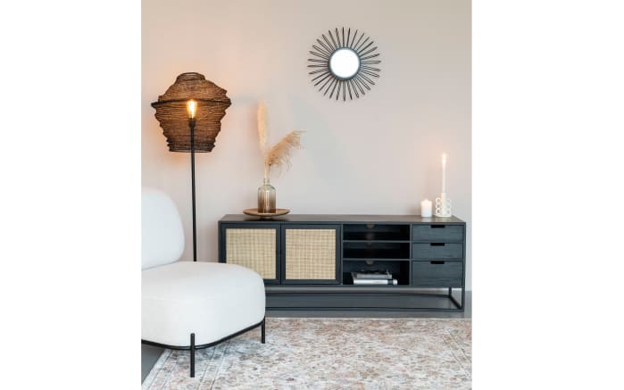 Sideboard Guuji, schwarz, Rattan, 156 cm -10