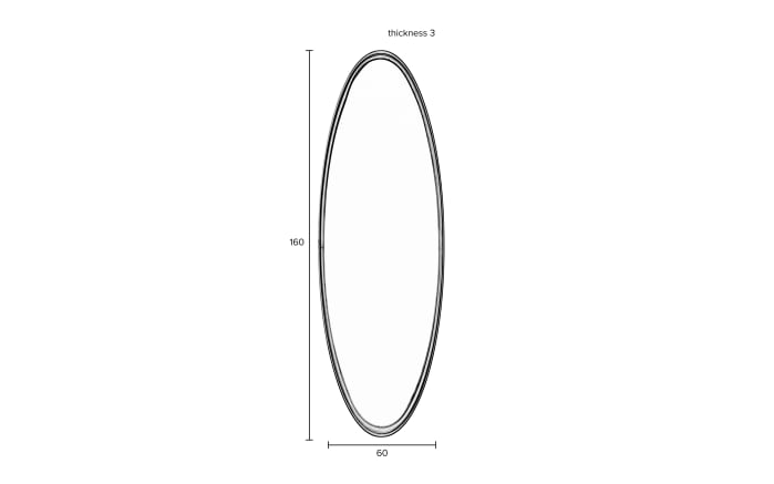 Spiegel Matz Oval M, Antik Messing, 60 x 160 cm -05