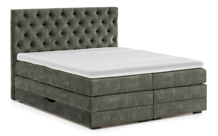 Boxspringbett Barell, dunkelgrün, 180 x 200 cm, inkl. Topper und Bettkästen-01