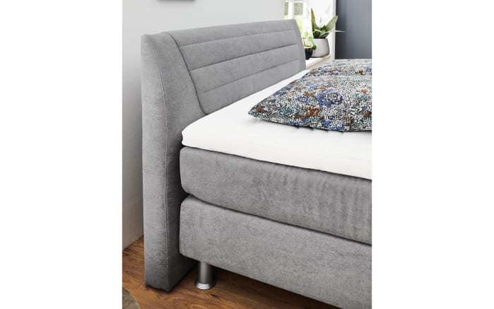 Boxspringbett Luvara, grau, 140 x 200 cm, Härtegrad 3-03