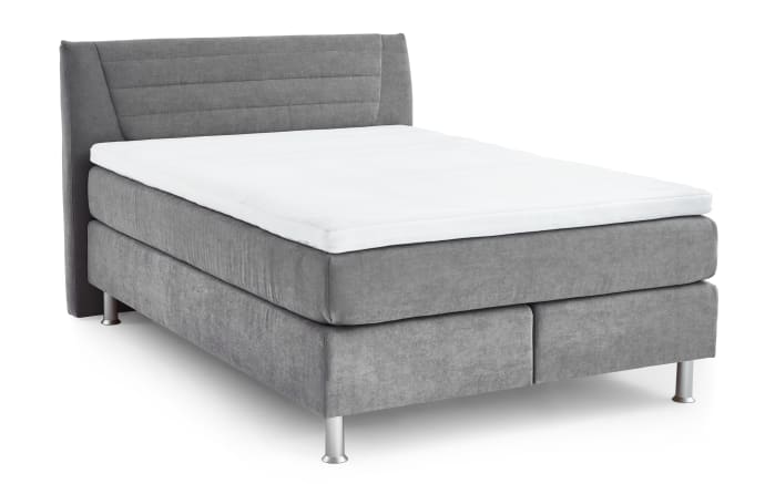 Boxspringbett Luvara, grau, 140 x 200 cm, Härtegrad 3-02