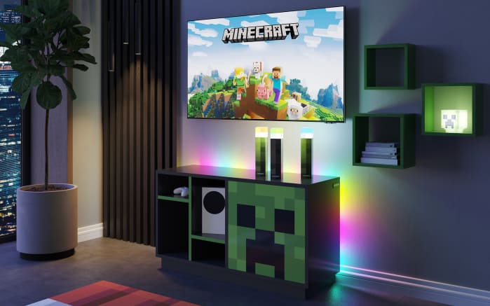 Minecraft Lowboard, grau/grün-04