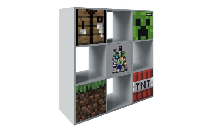 Minecraft Regal mit Türen, grau-02