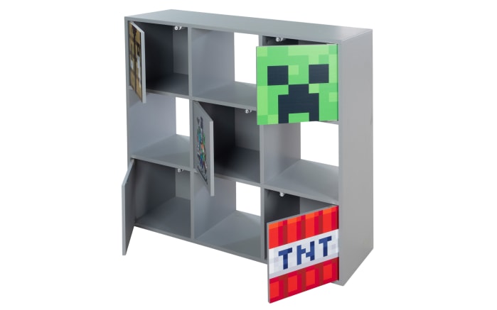 Minecraft Regal mit Türen, grau-04