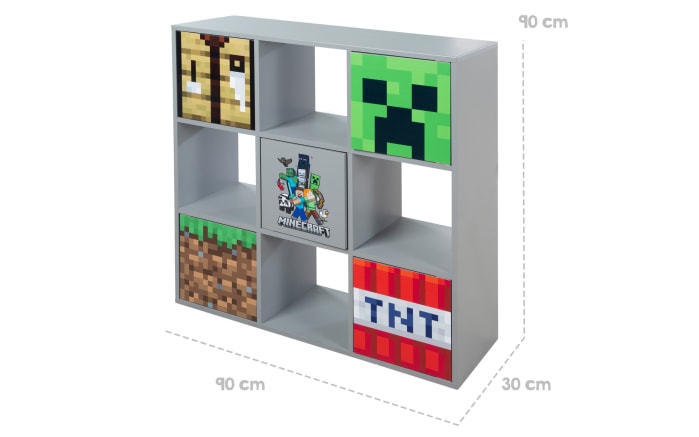 Minecraft Regal mit Türen, grau-05