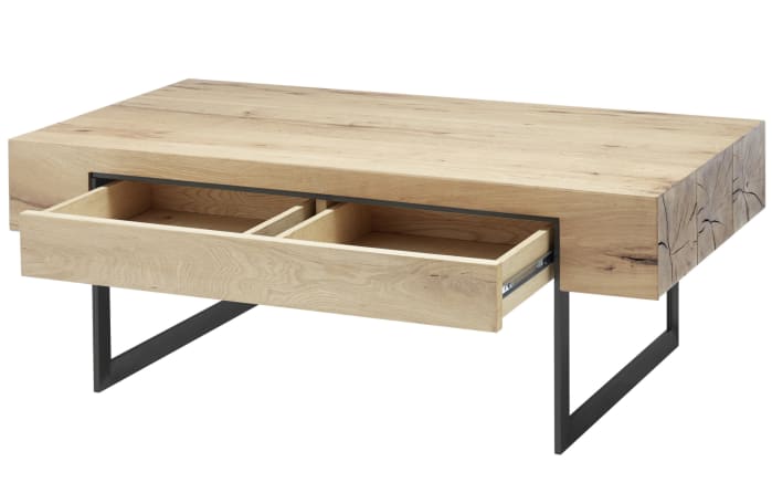 Couchtisch Birmingham, Asteiche furniert/schwarz, inkl. Schubkasten-04