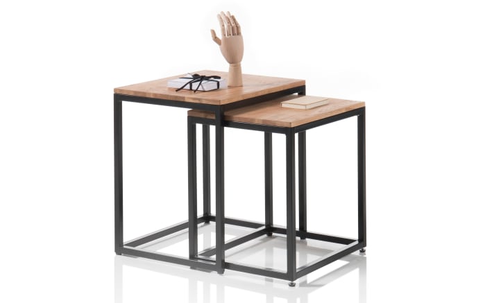 Couchtisch Sakura, Asteiche massiv/schwarz, 2er Set-04