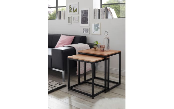 Couchtisch Sakura, Asteiche massiv/schwarz, 2er Set-01