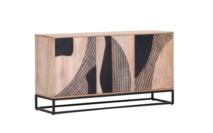 Sideboard Atari, Mangoholz/schwarz, inkl. Softclose Funktion -01