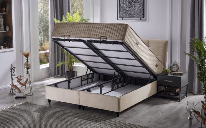 Polsterbett Naomi, beige, 180 x 200 cm, inkl. Bettkasten-05