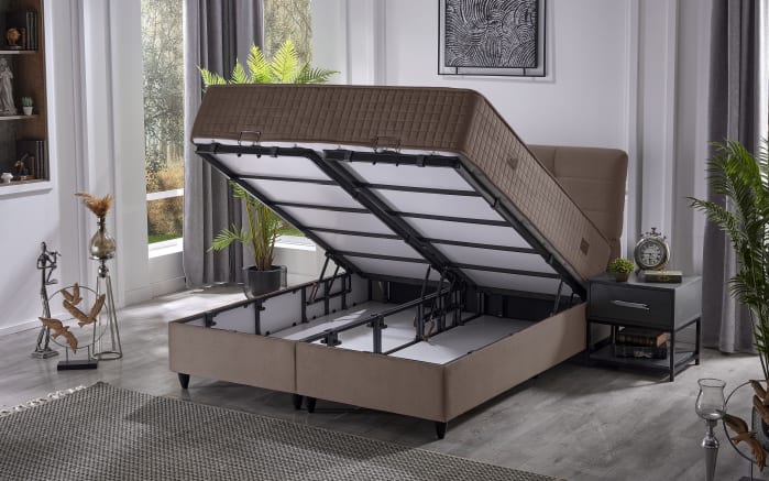 Polsterbett Naomi, braun, 180 x 200 cm, inkl. Bettkasten-03