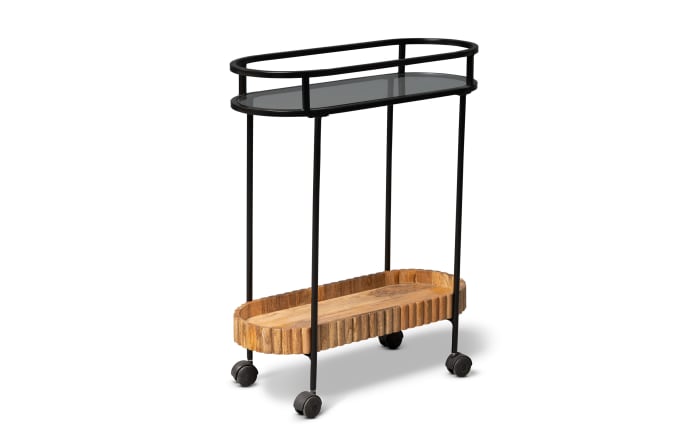 Servierwagen Jason 5, schwarz/Mangoholz massiv-01