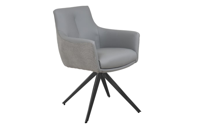 Armlehnstuhl Folara, Leder/Cord, grau, inkl. Funktionen-01