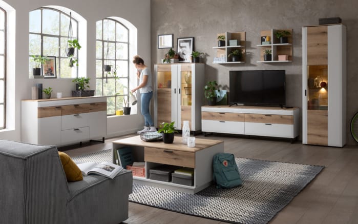 Vitrine Torano, Coast Evoke Eiche Nachbildung, lichtgrau supermatt-02