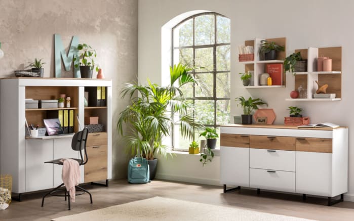 Sideboard Torano, lightgrey supermatt, Coast Evoke Eiche Nachbildung-04