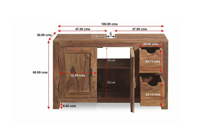 Waschbeckenunterschrank Yoga, massives Shishamholz -02