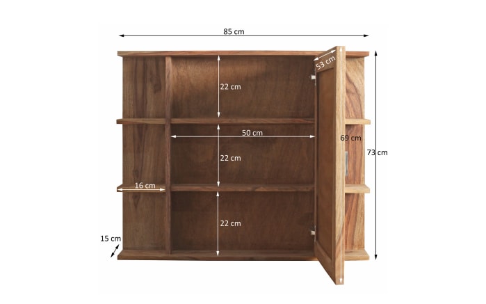 Spiegelschrank Yoga, Shishamholz, 85 x 73 cm-02