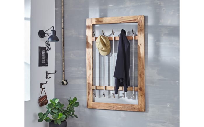 Wandgarderobe Yoga, massives Shishamholz -02