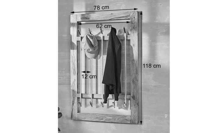 Wandgarderobe Yoga, massives Shishamholz -03