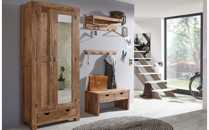 Garderobenbank Yoga, massives Shishamholz -03