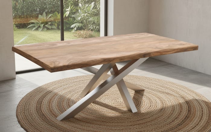 Esstisch Mesa verde, Shisham/silberfarbig-01