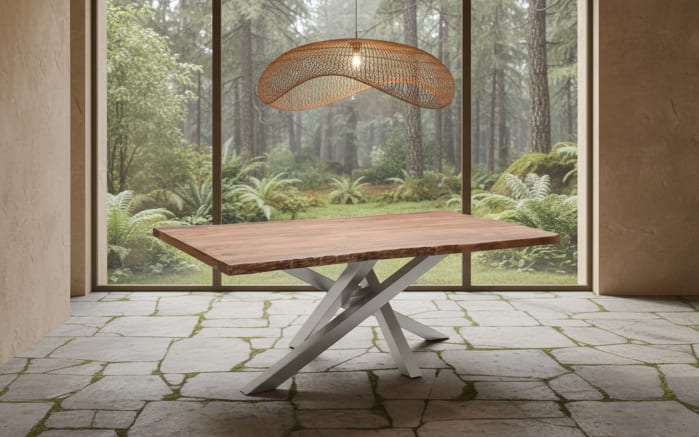 Esstisch Mesa verde, Akazie/silberfarbig-02