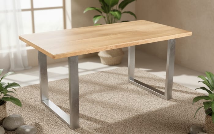 Esstisch Mesa verde, Eiche/silberfarbig-01