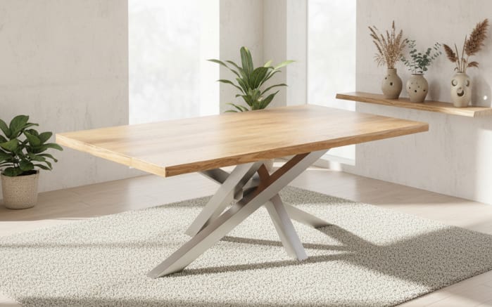 Esstisch Mesa verde, Eiche/silberfarbig-01