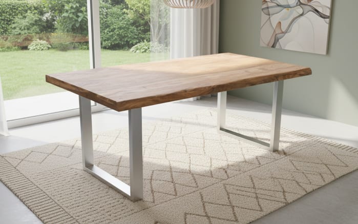 Esstisch Mesa verde, Shisham/silberfarbig-01