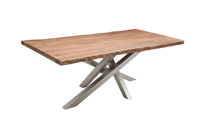 Esstisch Mesa verde, Akazie/silberfarbig