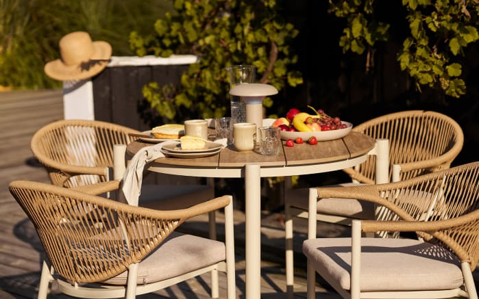 Esstisch Abela, sandfarbig/Holz-Nachbildung-06