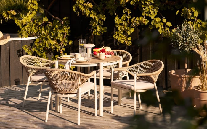 Esstisch Abela, sandfarbig/Holz-Nachbildung-07