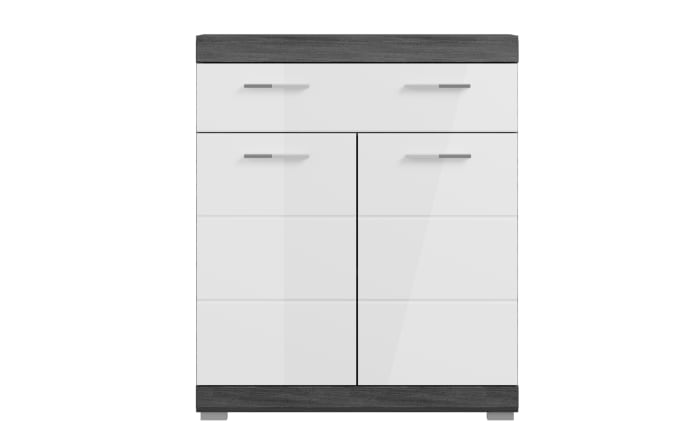 Standschrank Scout, Rauchsilber Nachbildung/weiß Hochglanz, Breite 74 cm-02