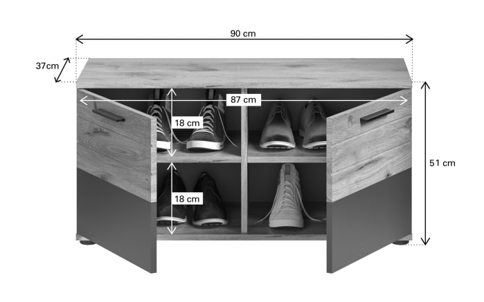 Sitzbank Mason, Eiche-Nachbildung/graphit-04