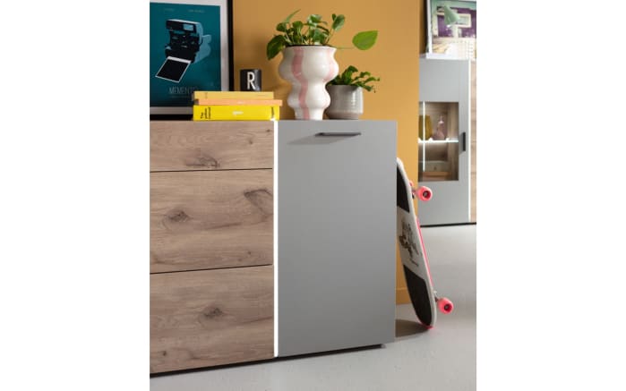 Sideboard Baveno, Eiche-Nachbildung/hellgrau, inkl. Frontbeleuchtung-02