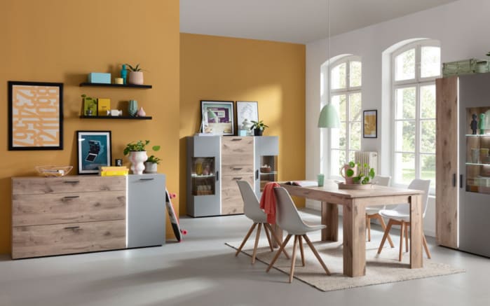 Sideboard Baveno, Eiche-Nachbildung/hellgrau, inkl. Frontbeleuchtung-03