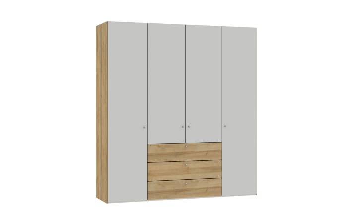 Drehtürenschrank Longline, hellgrau/Eiche-Nachbildung