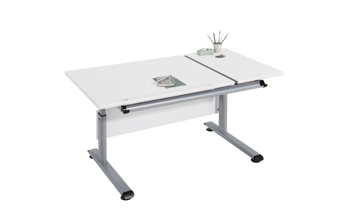 Schreibtisch Marco 2 GT, weiß/silber., Breite ca. 130 cm